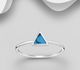 925 Sterling Silver Triangle Ring, Decorated with Reconstructed Turquoise or Various Colored Resins