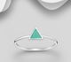 925 Sterling Silver Triangle Ring, Decorated with Reconstructed Turquoise or Various Colored Resins