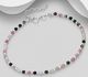 925 Sterling Silver Bracelet, Beaded With Various Gemstone Beads