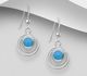 925 Sterling Silver Hook Earrings, Decorated with Reconstructed Turquoise or Various Colored Resins