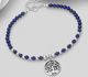 925 Sterling Silver OxidizedTree of Life Bracelet, Beaded with Various Gemstone Beads