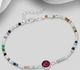 925 Sterling Silver Bracelet, Beaded with Various Gemstone Beads