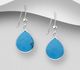 925 Sterling Silver Hook Earrings, Decorated with Reconstructed Turquoise or VariousColored Resins