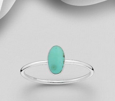 925 Sterling Silver Ring, Decorated with Resin