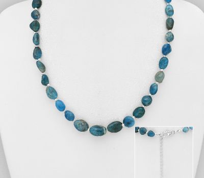 925 Sterling Silver Necklace, Beaded with Various Gemstone Beads