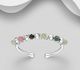 925 Sterling Silver Adjustable Ring, Beaded with Gemstone Beads