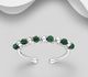 925 Sterling Silver Adjustable Ring, Beaded with Gemstone Beads