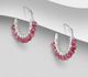 925 Sterling Silver Hoop Earrings, Beaded WithGemstone Beads