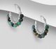 925 Sterling Silver Hoop Earrings, Beaded WithGemstone Beads