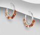 925 Sterling Silver Hoop Earrings, Beaded WithGemstone Beads