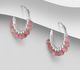 925 Sterling Silver Hoop Earrings, Beaded WithGemstone Beads