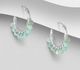 925 Sterling Silver Hoop Earrings, Beaded WithGemstone Beads