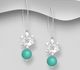 925 Sterling Silver Flower Hook Earrings, Beaded with Various Gemstone Beads