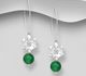 925 Sterling Silver Flower Hook Earrings, Beaded with Various Gemstone Beads