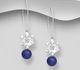 925 Sterling Silver Flower Hook Earrings, Beaded with Various Gemstone Beads