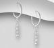 925 Sterling Silver Hoop Earrings, Decorated with Gemstones