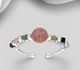 925 Sterling Silver Adjustable Ring, Beaded with Gemstone Beads