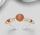 925 Sterling Silver Adjustable Ring, Beaded with Gemstone Beads