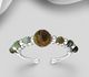 925 Sterling Silver Adjustable Ring, Beaded with Gemstone Beads