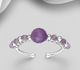 925 Sterling Silver Adjustable Ring, Beaded with Gemstone Beads