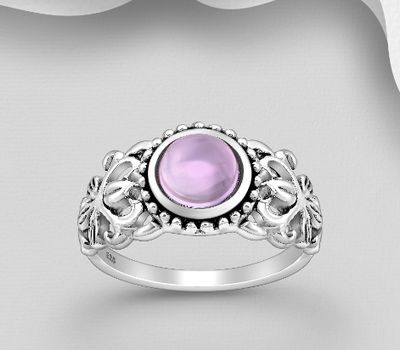 925 Sterling Silver Ring, Decorated with Circle Gemstones