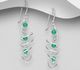 925 Sterling Silver Spiral Hook Earrings, Beaded with Reconstructed Light Green Turquoise or Various Gemstones