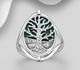 925 Sterling Silver Oxidized Tree Of Life Ring, Decorated with Reconstructed Turquoise or Resin