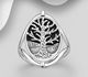 925 Sterling Silver Oxidized Tree Of Life Ring, Decorated with Reconstructed Turquoise or Resin