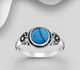 925 Sterling Silver Ring, Decorated with Reconstructed Turquoise or Various Colored Resins