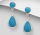 925 Sterling Silver Push-Back Earrings, Decorated with Reconstructed Turquoise or Various Colored Resins