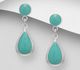 925 Sterling Silver Push-Back Earrings, Decorated with Reconstructed Turquoise or Various Colored Resins