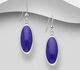 925 Sterling Silver Oval Hook Earrings, Decorated with Reconstructed Stone or Resin