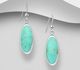 925 Sterling Silver Oval Hook Earrings, Decorated with Reconstructed Stone or Resin