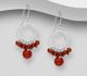 925 Sterling Silver Hook Earrings, Beaded with Various Gemstone Beads