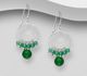 925 Sterling Silver Hook Earrings, Beaded with Various Gemstone Beads