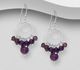 925 Sterling Silver Hook Earrings, Beaded with Various Gemstone Beads