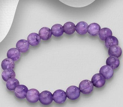 Elastic Bracelet, beaded with Amethyst