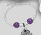 925 Sterling Silver Bracelet Featuring Ball, Fish and Shell, Beaded with Various Gemstone Beads