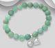 925 Sterling Silver Bell and Heart Bracelet, Beaded with Gemstone Beads