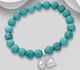 925 Sterling Silver Bell and Heart Bracelet, Beaded with Gemstone Beads