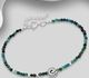 925 Sterling Silver Adjustable Oxidized Shell Bracelet, Beaded with Gemstone Beads