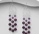 925 Sterling Silver Earrings, Beaded with Various Gemstones