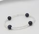 925 Sterling Silver Elastic Bracelet, Beaded with Various Gemstones