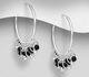 925 Sterling Silver Circle Links Hoop Earrings, Beaded with Gemstone Beads or Reconstructed Stone