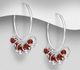 925 Sterling Silver Circle Links Hoop Earrings, Beaded with Gemstone Beads or Reconstructed Stone