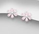 925 Sterling Silver Flower Push-Back Earrings Decorated with Shell