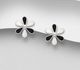 925 Sterling Silver Flower Push-Back Earrings Decorated with Shell