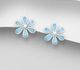 925 Sterling Silver Flower Push-Back Earrings Decorated with Shell