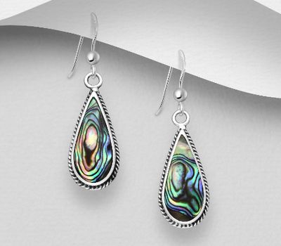 925 Sterling Silver Hook Earrings Decorated With Shell