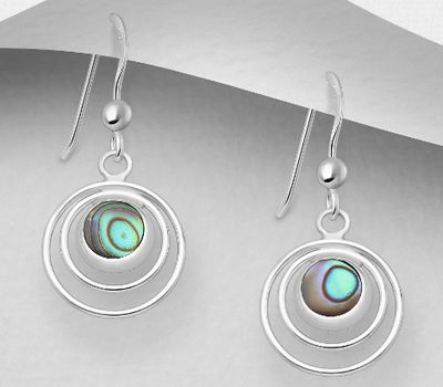 925 Sterling Silver Hook Earrings Decorated With Shell